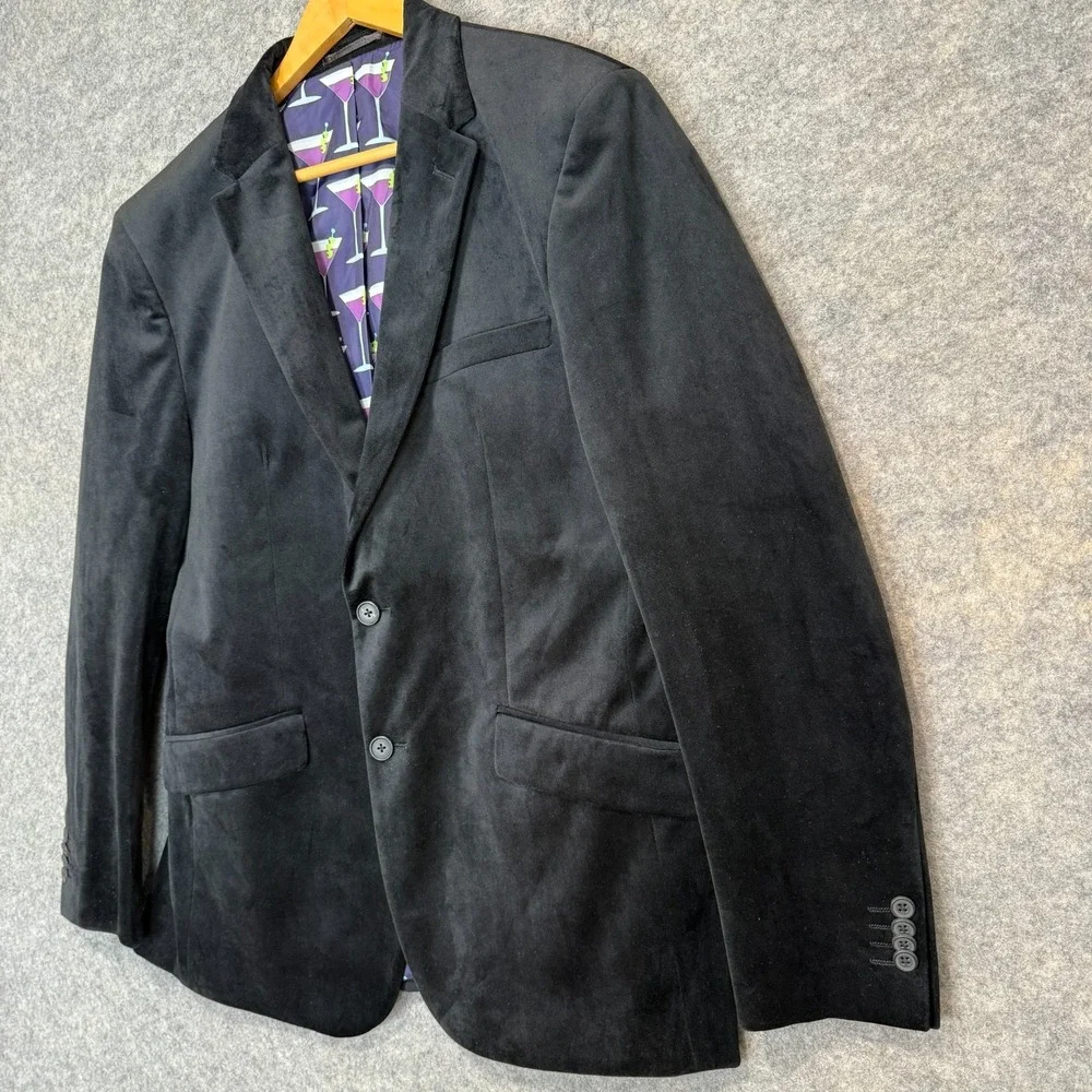 John Stephen London Velvet Blazer Jacket Sport Coat Mens 44 R Martini Graphic‎